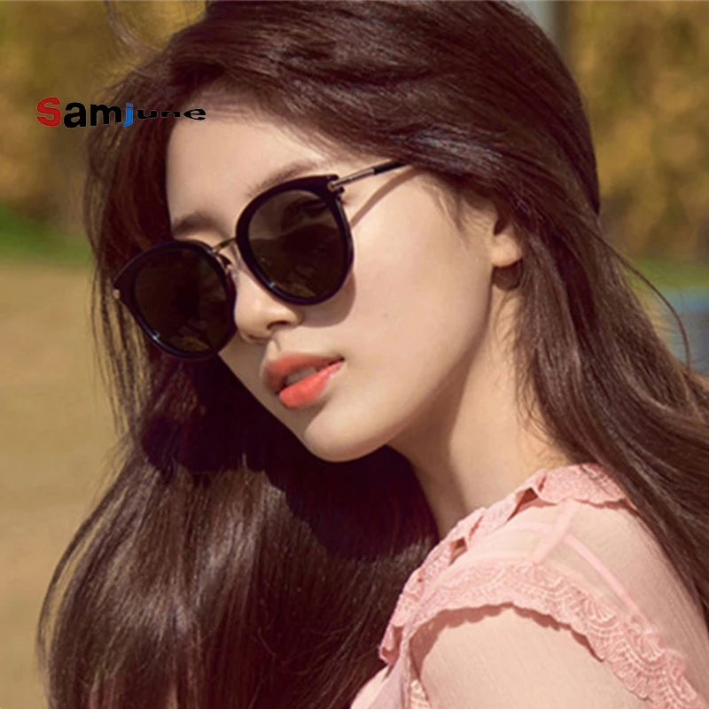 

Samjune Fashion Round Sunglasses Women Brand Designer Coationg Mirror Sun Glasses Round Lens Glasses For Female UV400