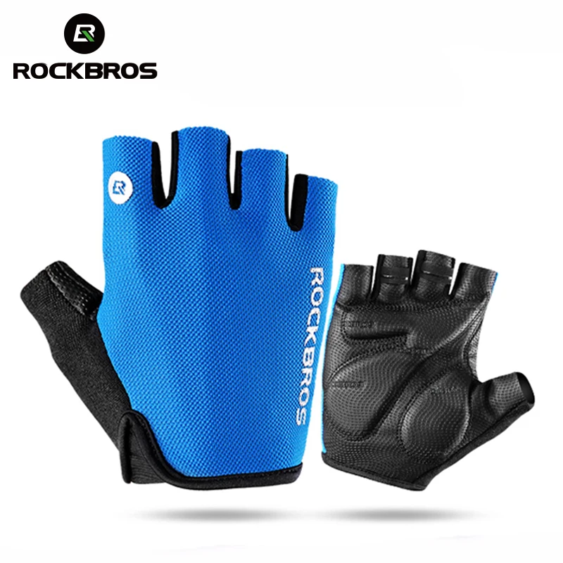 Rockbros luvas de bicicleta metade do dedo equipe guantes ciclismo respirável luvas para o homem mulher crianças verão bicicleta luva 5 cores