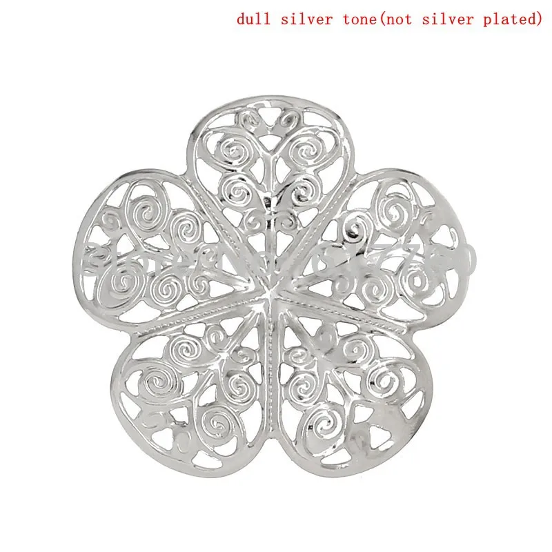 

Free shipping-50Pcs Jewelry DIY Connectors Wraps Connectors Findings Flower Silver Tone Butterfly Pattern Hollow 3.5x3.5cm,J0549