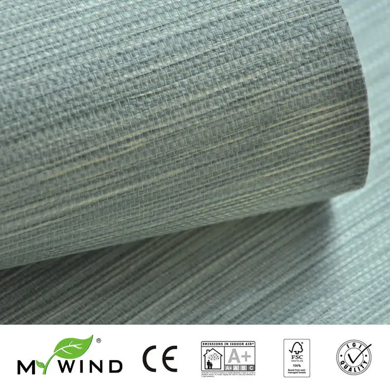 2019 MY WIND green Grasscloth Wallpapers 3D Paper Weave Design Wallpaper In Roll Luxury Natural Material papier wandbekleding