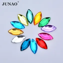 JUNAO 7*15mm Mix Color Flatback Crystal Strass Applique Horse Eye Strass Crystal Stickers pietre Non cucite gemme artigianato fai da te