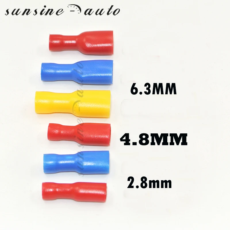 

100 Pcs Fully Insulated 4.8mm 6.3mm 2.8mm Female male Spade Connector Crimp Terminal