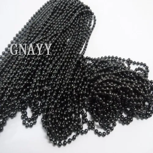 10meter Lot Fashion Black Stainless Steel 2.4mm/3mm Beads ball chain Fashion jewelry finding Marking Chain DIY