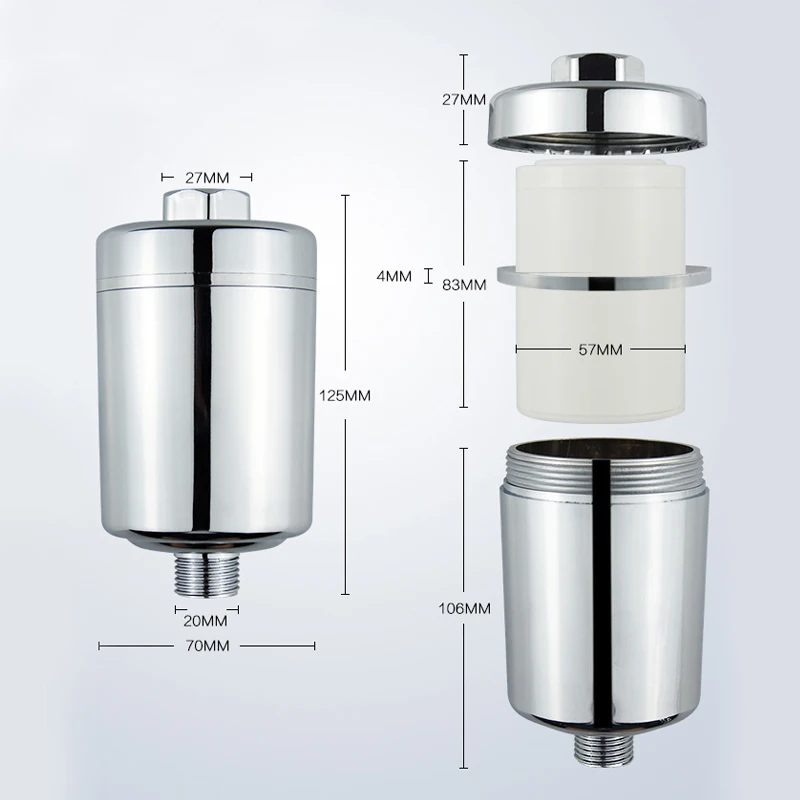 High flow replaceable universal KDF Shower Water Filter for bathroom beauty skin heavy metal chlorine impurities removal