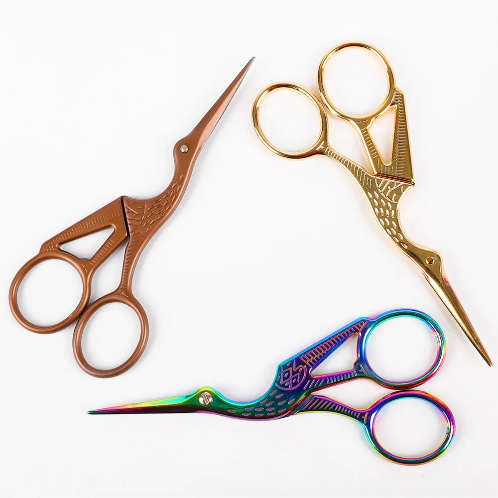 High Quality Durable Stainless Steel Vintage Classic Embroidery Scissors Nail Art Stork Crane Bird Scissors Cutters Tools