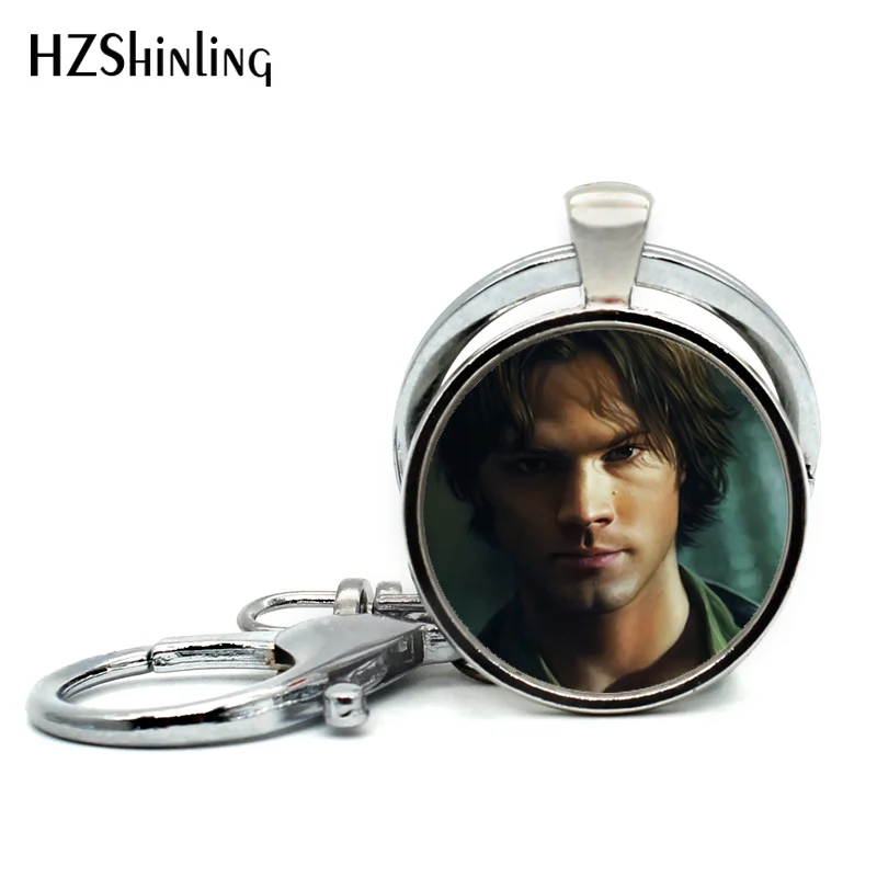 2017 New Arrival Supernatural sam Pendant Keychains Steampunk Jewelry Glass Cabochon Sam Supernatural Key ring Wholesale