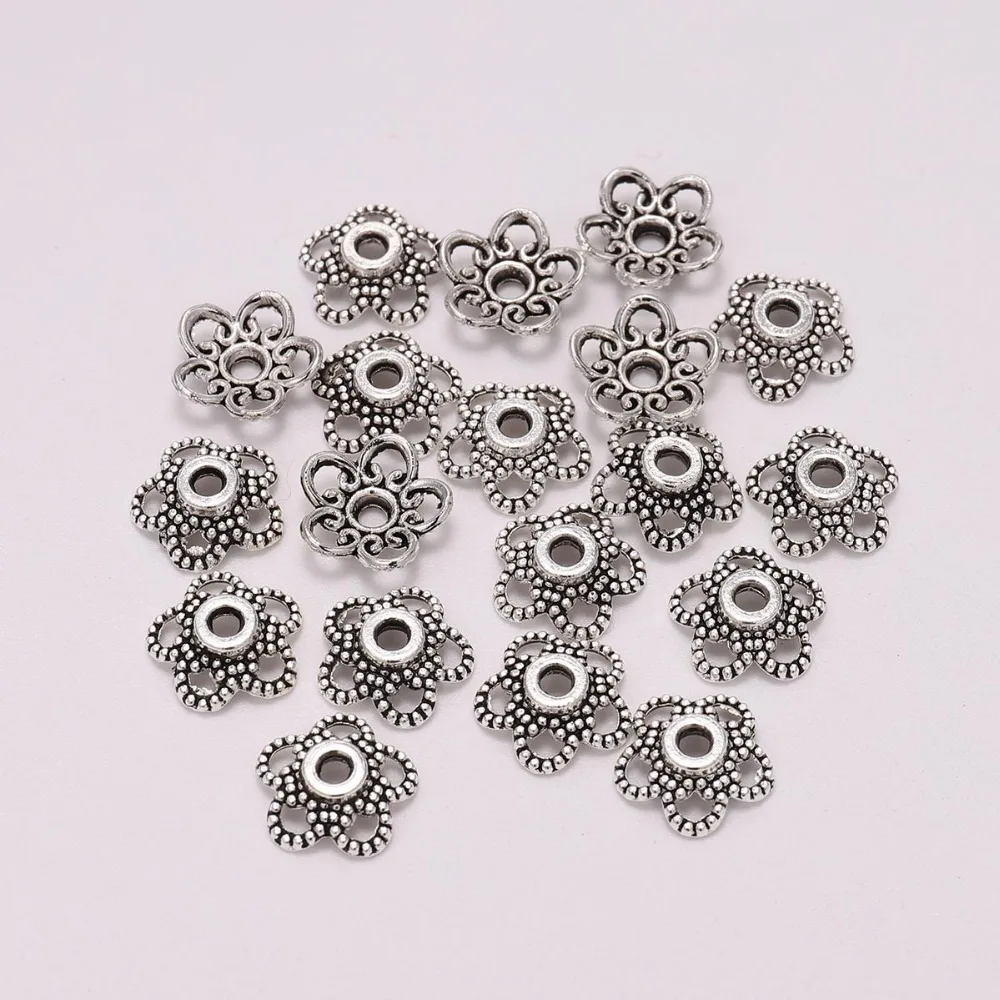 50pcs/Lot 10mm 5 Petals Hollowed Flower Loose Sparer End Bead Caps For Jewelry Making Finding DIY Bracelet Accessories Component