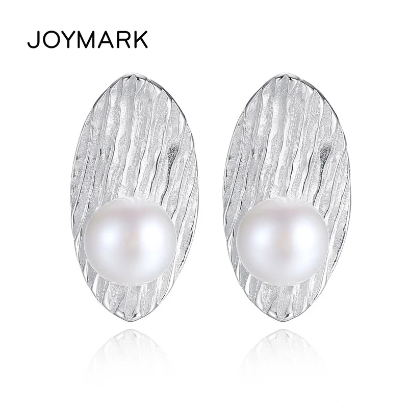 

JOYMARK Simple Ethnic Style 925 Sterling Silver Jewellery Natural Pearl Stud Earrings For Women JPSE061