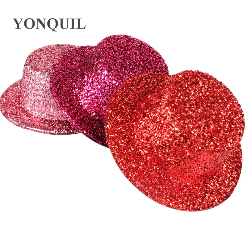 13CM Hen Party Felt Glitter Mini Top Hat Shining Fascinator Hat Base DIY Kid Blingling Hat Accessories 11Colors 24PCS/LOT SYB22