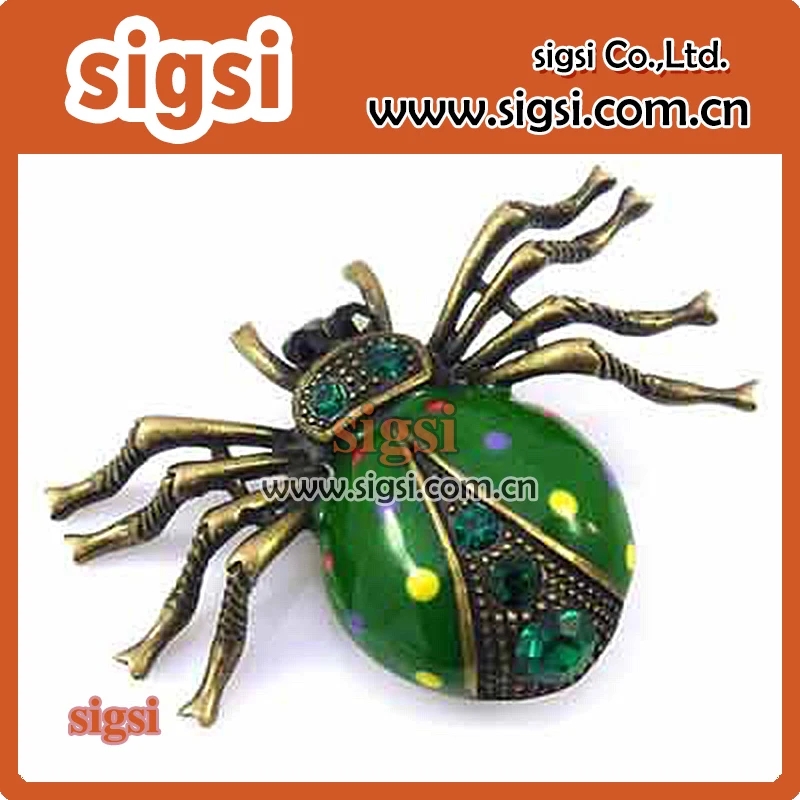 

Metal enamel insect beetle rhinestone animal brooch pin for gift/party