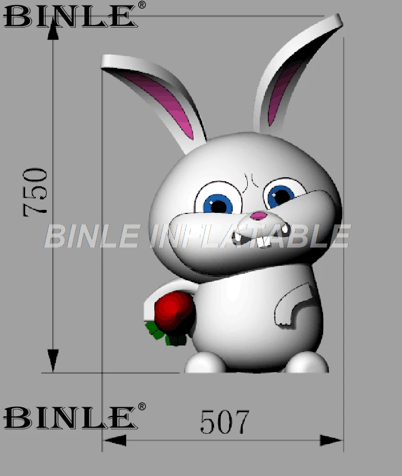 Customized Despicable LED giant inflatable easter bunny with carrot inflatable rabbit cartoon model for holiday decoration