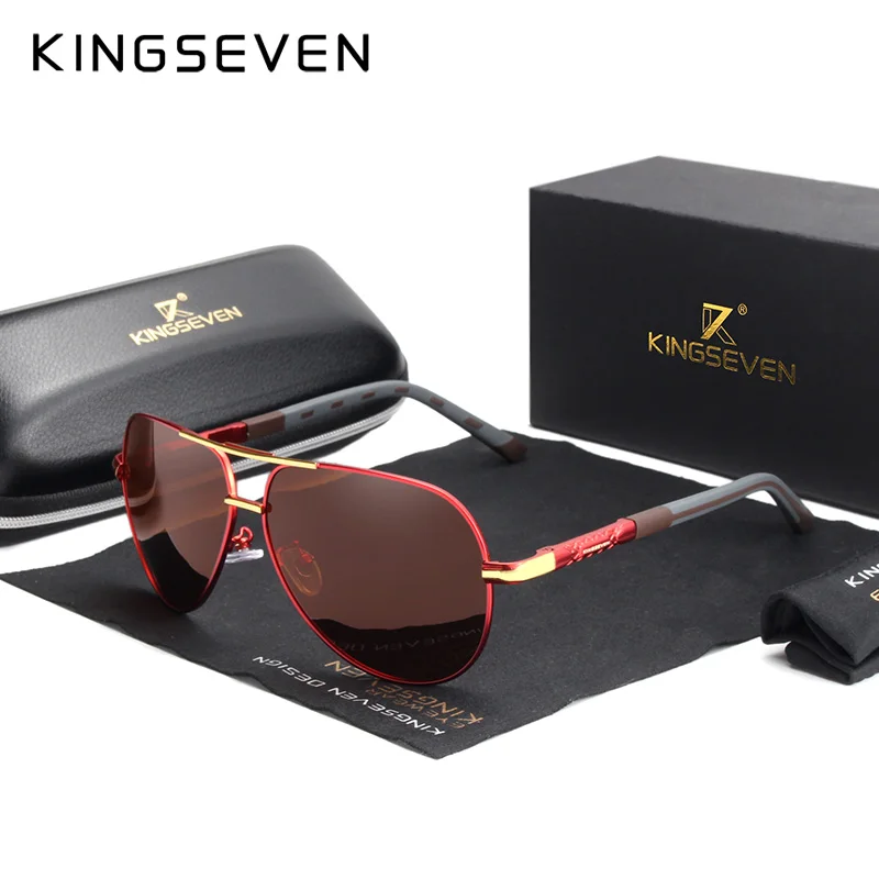KINGSEVEN Männer Vintage Aluminium Polarisierte Sonnenbrille Klassische Marke sonnenbrille Beschichtung Objektiv Fahren Brillen Für Männer/Frauen 4