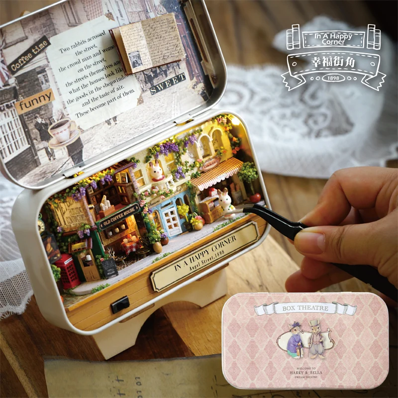 Box Theatre Dollhouse Furniture Miniature Toy DIY Miniatures Doll House Furnitures Casa Toys for Children Birthday Gift Q4