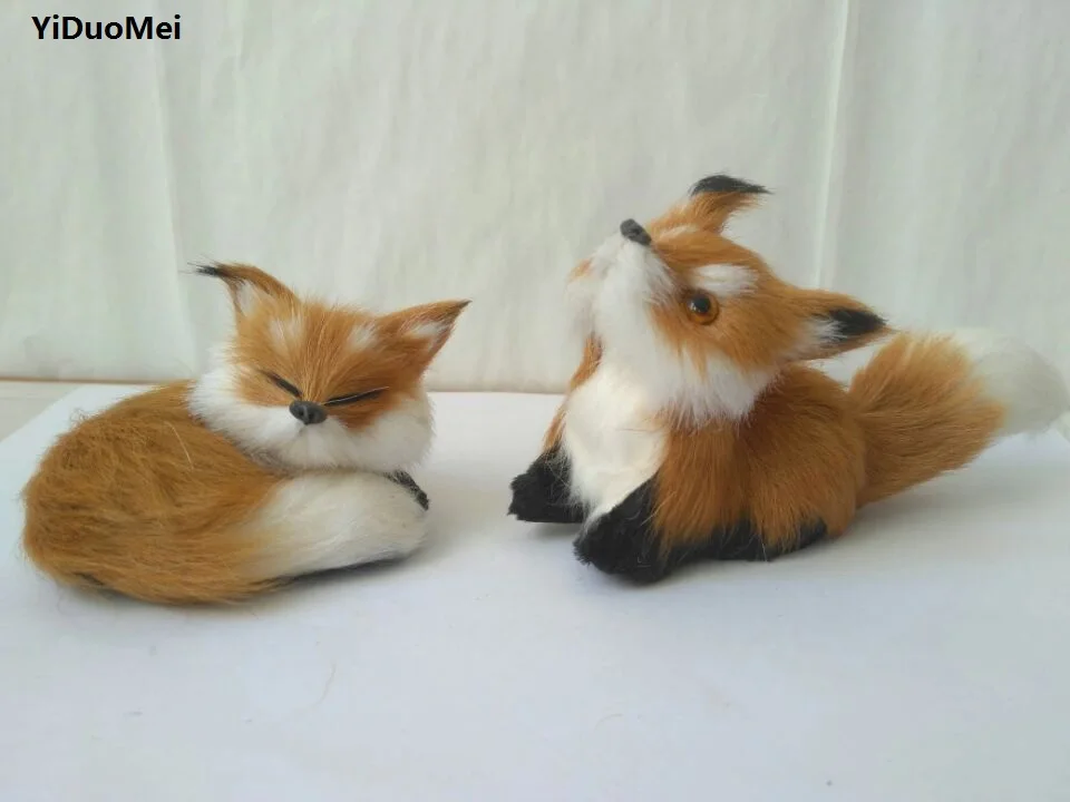 Пластиковая и меховая мини-модель светло-коричневой лисы 9-13 см, модель ручной работы, украшение дома, подарок a1909