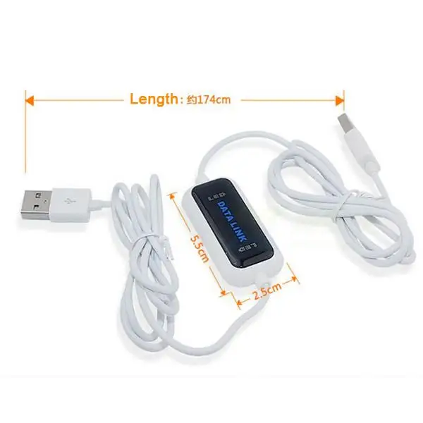 kebidu USB 2.0 PC To PC Online Share Sync Link Net Direct Data File Transfer Bridge 165CM LED Cable Easy Copy Between 2 Computer