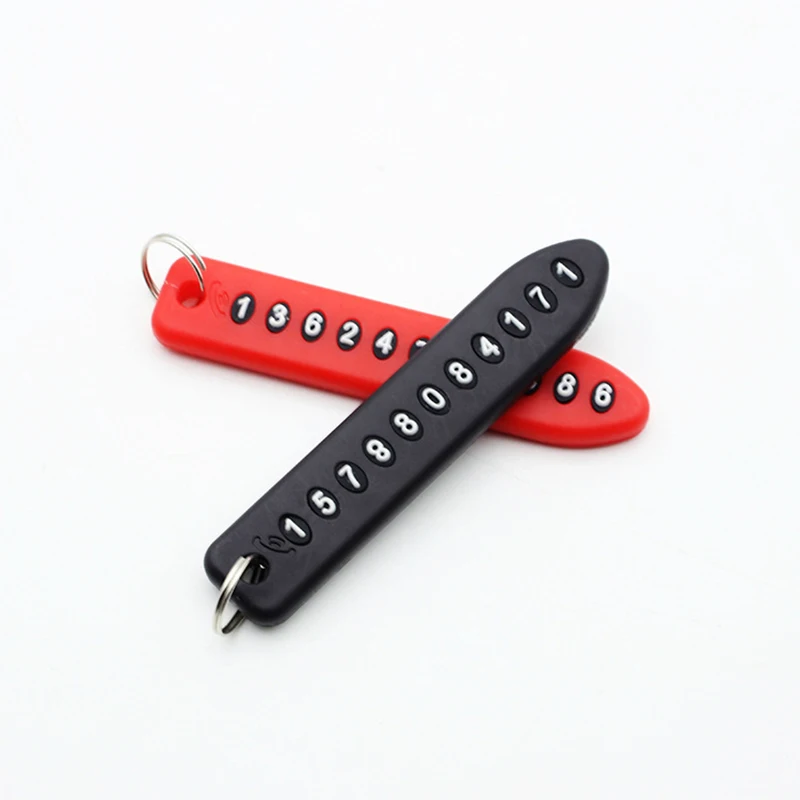 OVERE 1PC Car Keychain Anti-lost phone number plate For Saab honda civic Skoda Octavia A7 A5 Rapid Fabia Yeti Renault Duster view 2