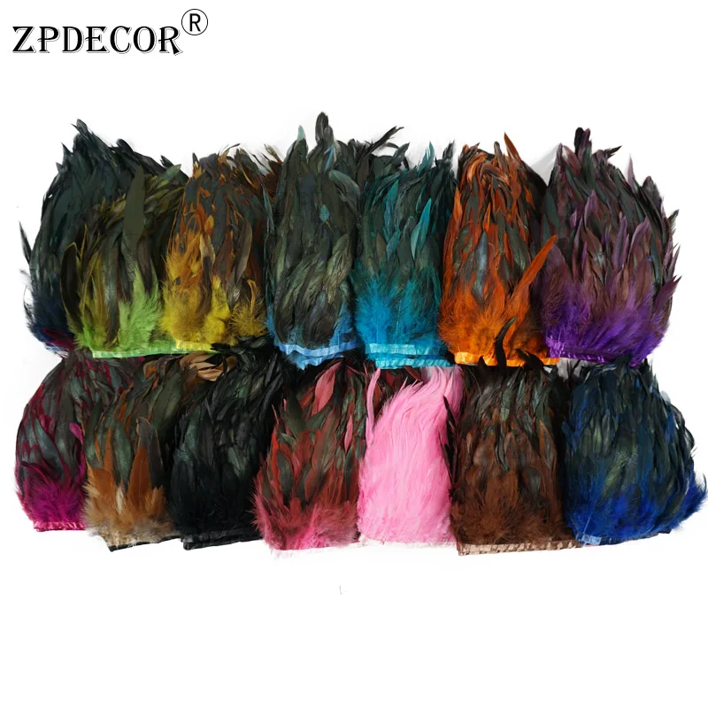 ZPDECOR Wholesale 10-15cm/10 Yard Per Pack Rooster Schlappen Feathers Trim