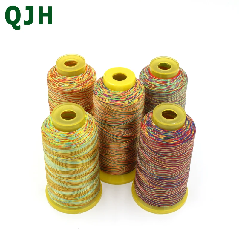 High-End 100%Polyester Colorful Sewing Thread For Overlock Leather Household Knitting Accessories Rainbow Embroidery Pagoda Line