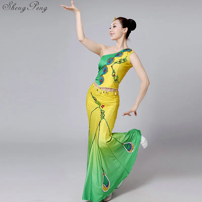 Chinese Folk Dance Chinese Dans Kostuums Nationale Folk Dance Rok/Broek Pak Prestaties Kostuums Voor Vrouwen Q364