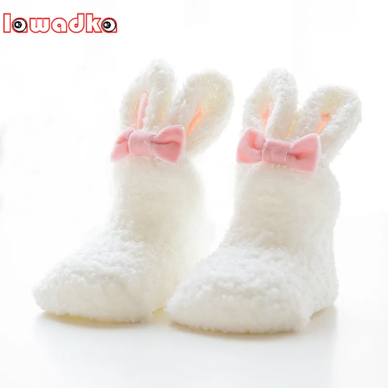 

Lawadka 0-24M New Winter Coral Fleece Newborn Baby Girls Socks Soft Cute Rabbit Infant Socks For Girls 2022 Clothes Accessories