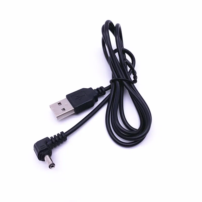 Biały/czarny 90 kąt USB do komputera męski na 5V DC 3.5mm X 1.35mm beczka złącze zasilania Adapter kablowy 1m 3 stopnie