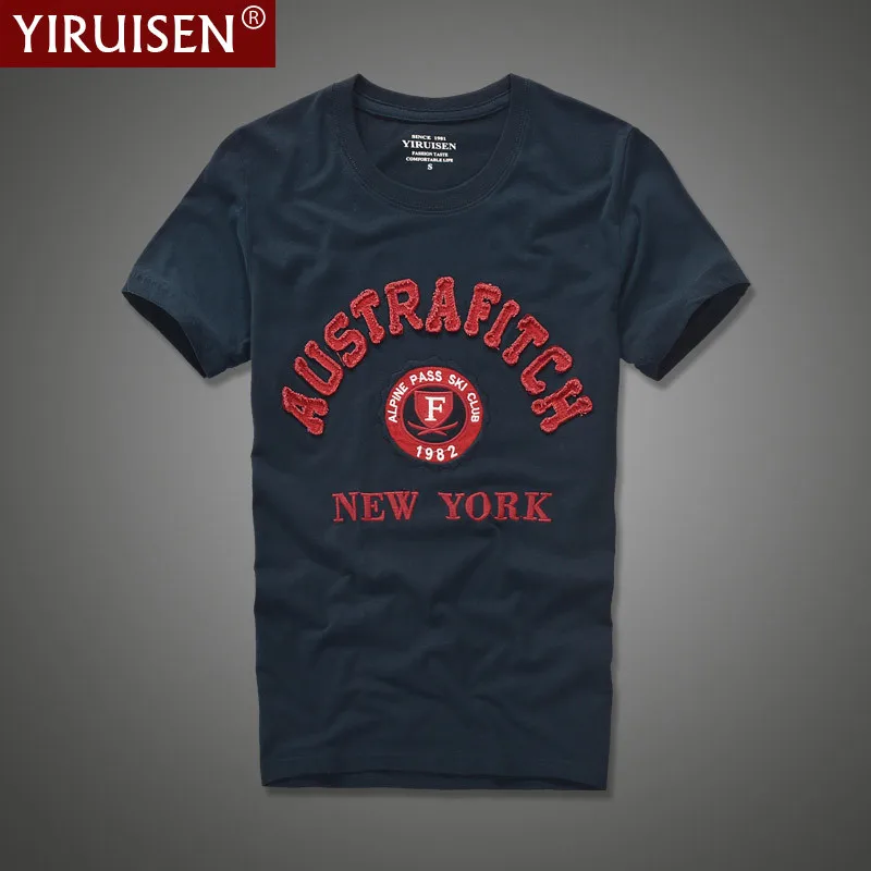 YiRuiSen brand clothing mens t shirt fashion 2024 o-neck casual letter patch t-shirt men summer casual top tees