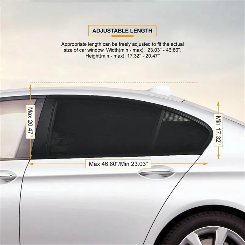 2PCS Car mosquito net car Window Mesh  Shield Sunshade Visor Net Mosquito Repellent UV Protection Anti Mosquito Window Covers