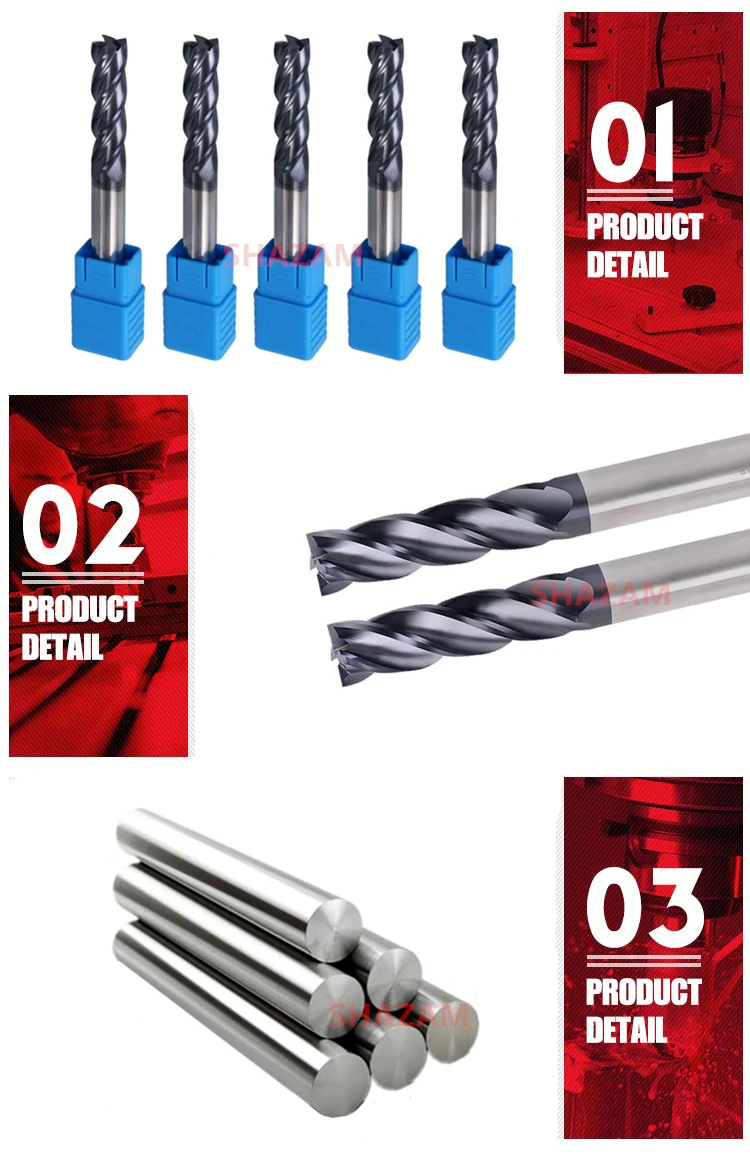 Fräsen Cutter Hrc50 Schaftfräser Legierung Wolfram Stahl Cnc Bearbeitungs FLASH-SHAZAM Großhandel Top Fräsen Maschine Werkzeuge Für Stahl Holzbearbeitung – Detail 2