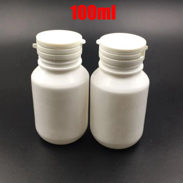 

100pcs 100ml White Color HDPE Xylitol Storages, Chewing Gum Containers, Pills/Powder/Capsule Packing Bottles With Tearing Caps