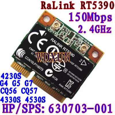 

Rt5390 Half Size Mini Pcie Wifi Card 802.11bgn Hp436 435 431 4230s 4330s Sps:630703-001 Internal 150mbps Wireless For Laptop