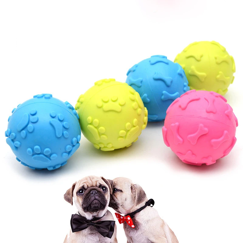 Pet Dog Rubber Interactive Toys Squeakers  Dog Ball Interactive Bite-resistant Elastic Rubber Toy Suitable For Puppies Cat