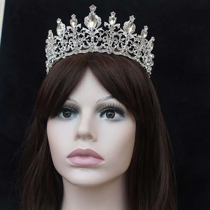 Luxus Kristall Strass Königin Braut Krone Diademe Hairwear Frauen Hochzeit Braut Diadem Kopfstück Haar Schmuck Zubehör BH