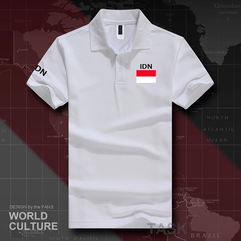 Indonesia Indonesian polo shirts men short sleeve white brands printed for country 2017 cotton nation team flag new  IDN ID