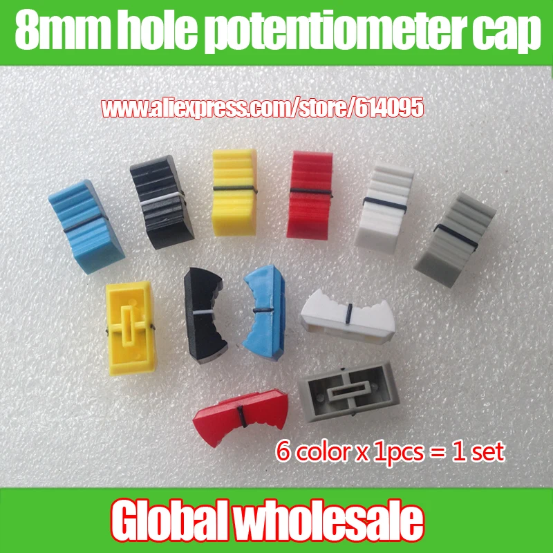 6pcs=1set hole 8mm audio volume adjustment fader caps / Mixer Lighting console potentiometer fader cap / Iron handle Push cap