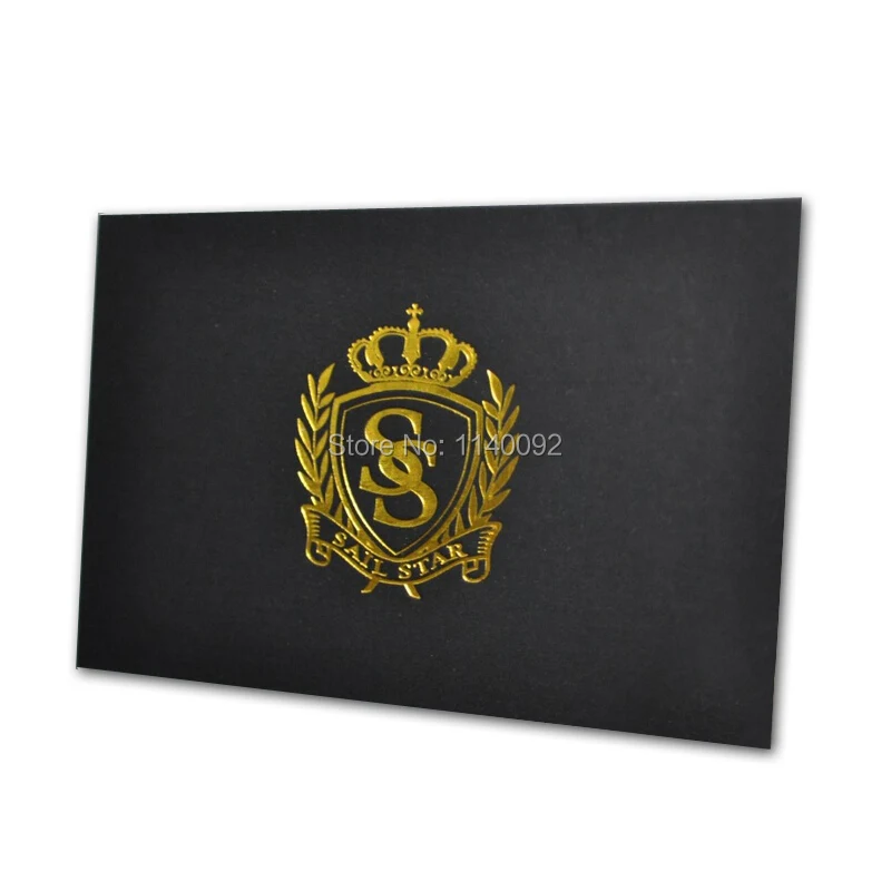 customize garment black matte paper with golden stamping tags/clothing cardboard hang tag/business card/jacket printed labels