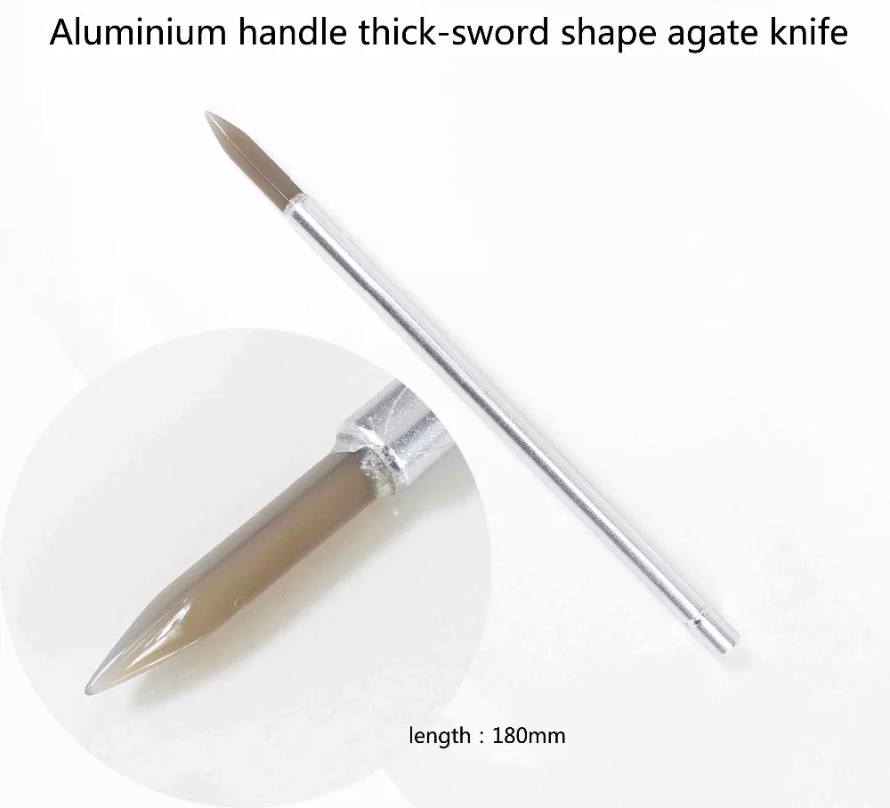 Cuchillo pulidor de ágata con mango de bambú, herramientas de fabricación de joyas, nuevo