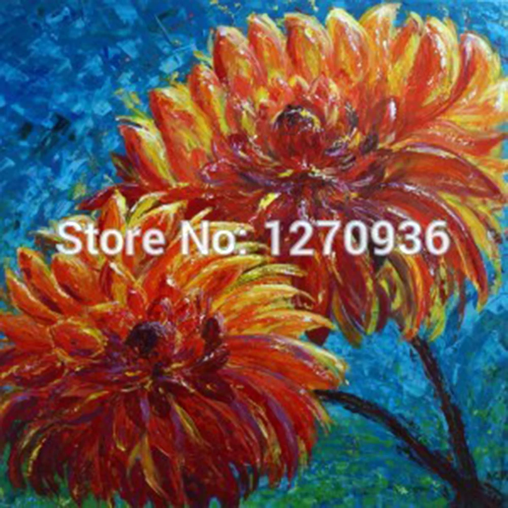 

Beautiful Orange Chrysanthemum Oil Painting for Living Room Decoration Handmade Flower Oil Painting On Canvas Wall Oil Picture