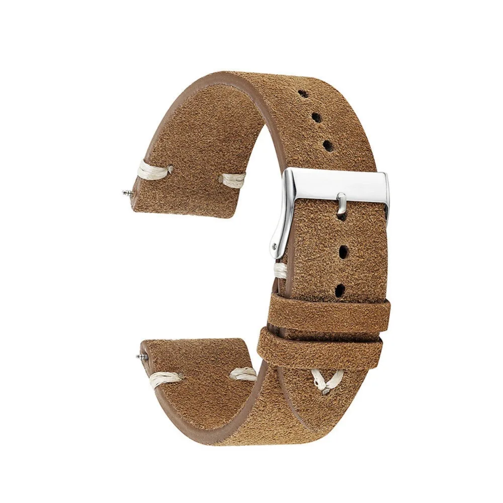 

Onthelevel Hot Sale Suede Leather Watch Band With Sliver Buckle Light Brown Dark Brown Watch Straps 18mm 20mm 22mm In Stock