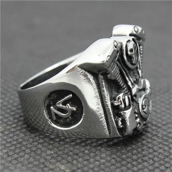 316L Stainless Steel Engine Biker Ring Mens Motorcycle Engine Biker Ring Cool