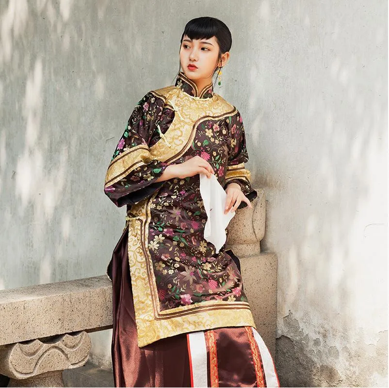 China Qing Dynasty Women's  Clothes Traditional Chinese Old-fashioned Dress Miss Lady Performing Dresses High End Hanfu Apparel