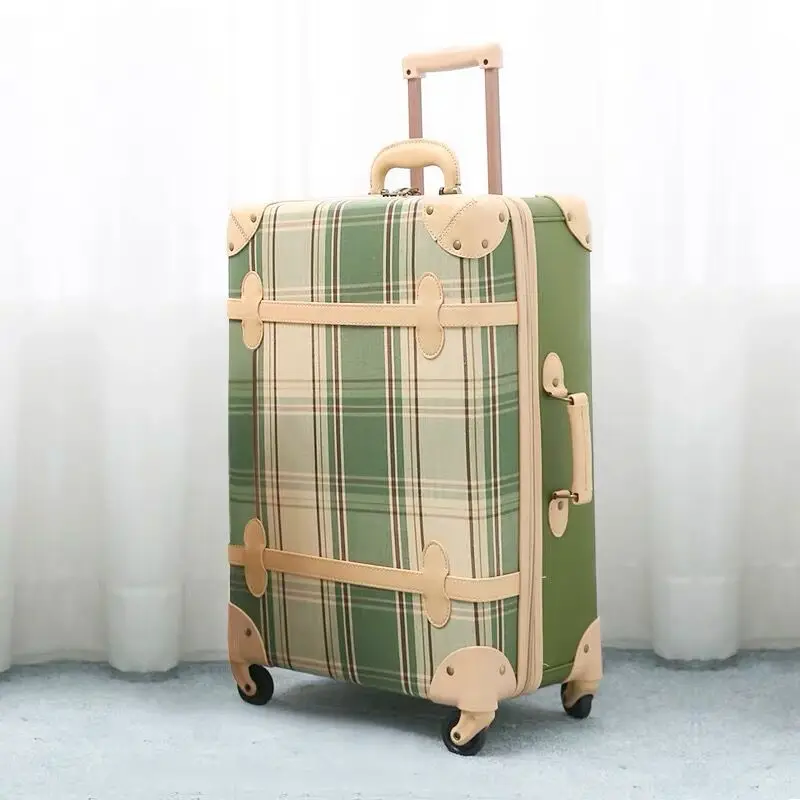 Hot! Nieuwe Retro Gestreepte Rooster Reistas Rollende Bagage Sets, 13 "20" 24 "26" 28 "Inch Vrouwen Trolley Koffers Handtas Met Wiel