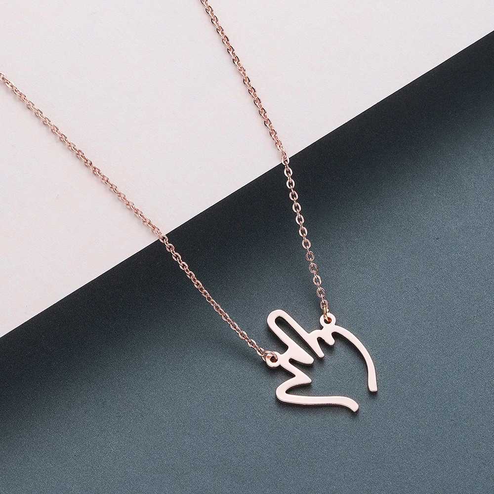 Todorova Hip Hop Middle Finger Pendant Necklace Women Men Stainless Steel Jewelry Hollow Gesture Necklace