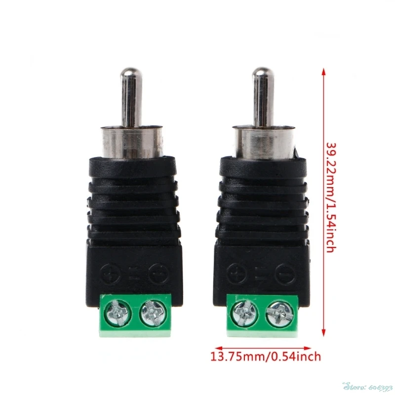 3 Pcs RCA Male Plug to AV Terminal Connector Video AV Balun 2 Screw