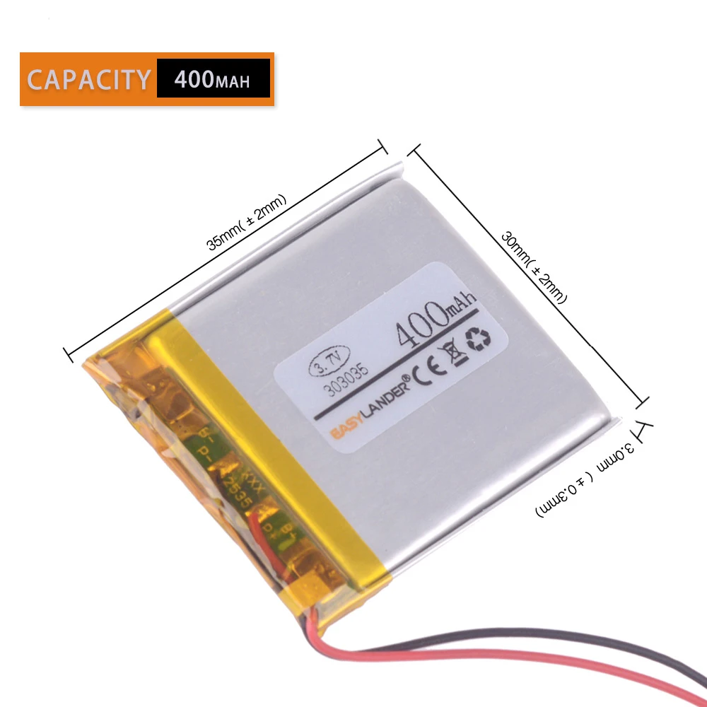 

Перезаряжаемый литий-ионный полимерный аккумулятор 3,7 в 400 мАч 303035 для диктофона pen smart watch Bluetooth Mp3