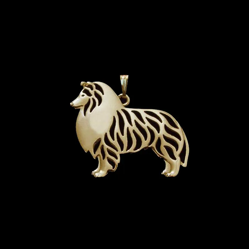 Women Standing Shetland Sheepdog Pendants Lovers Pet Metal Pendants