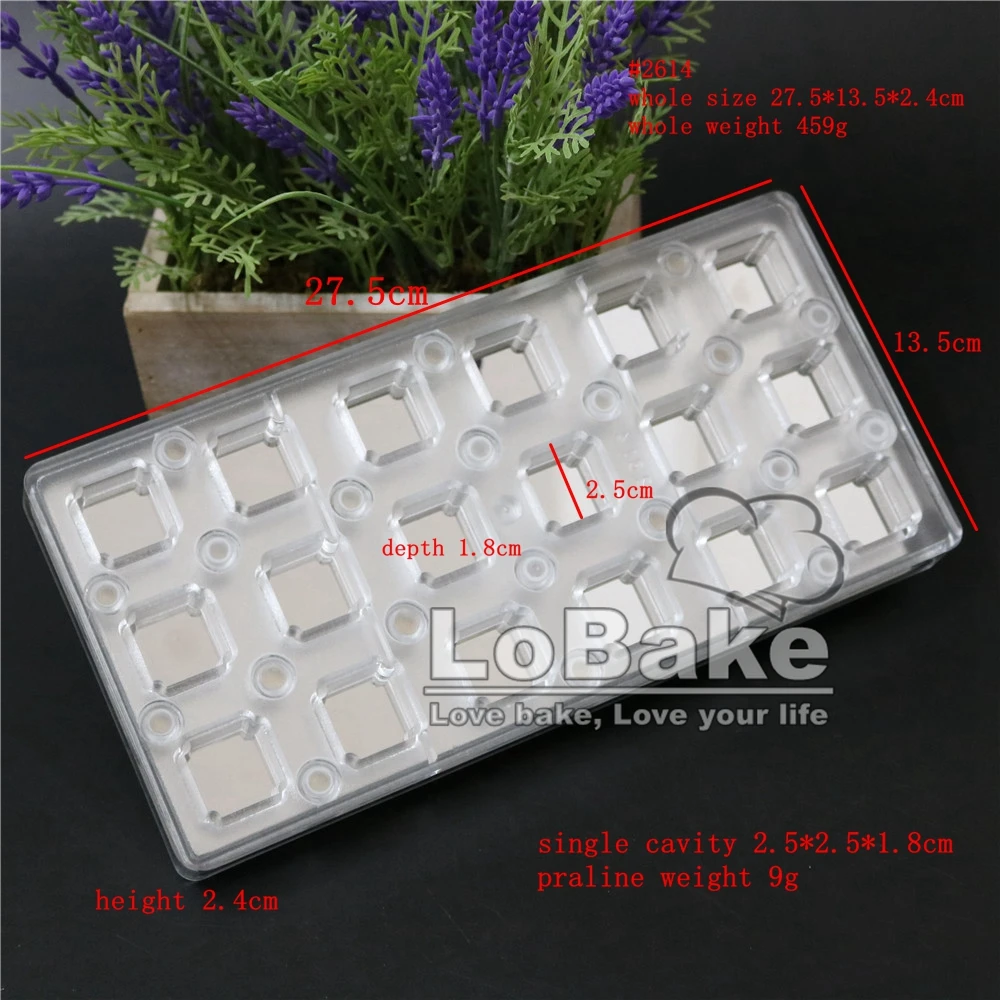 18 cavities square cube shape PC magnetic transfer moulds DIY cake candy moldes para reposteria cooking accessories