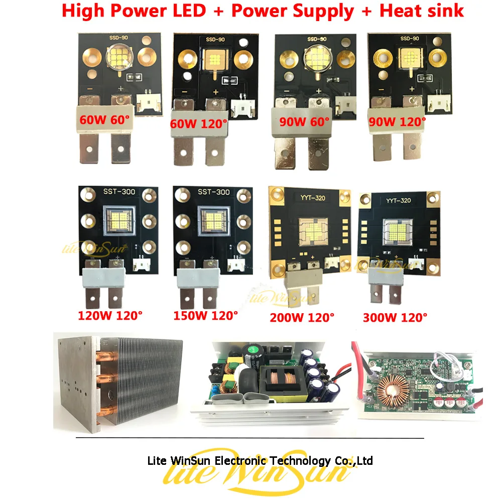 Litewinsune SSD-90 SST-300 YYT-320 High Power Emitter LED DIY Project Light Source Heatsink LED Drive Power Supply Accessories