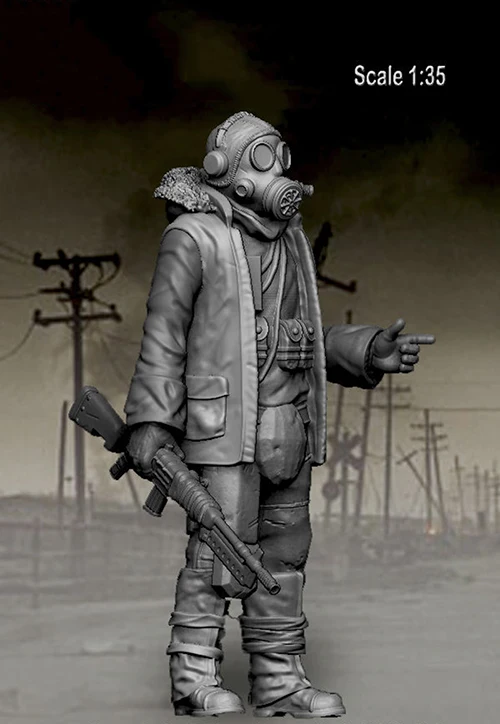 Assembly Unpainted Scale 1/35 Post Apocalyptic - Guard (1 figure) (1) soldier Historical toy Resin Model Miniature Kit