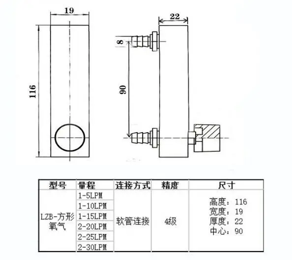 LZB Series Square Oxygen Flowmeter Flow Meter With Control Valve for Oxygen Air