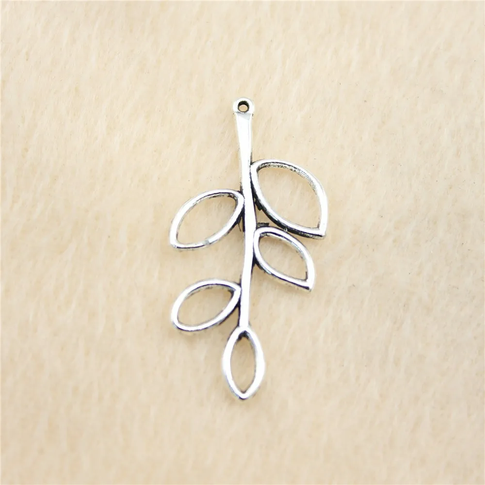 62pcs/lot 37*19mm ancient silver Hollow Leaf charm Pendants DIY jewelry for bracelet necklace earring